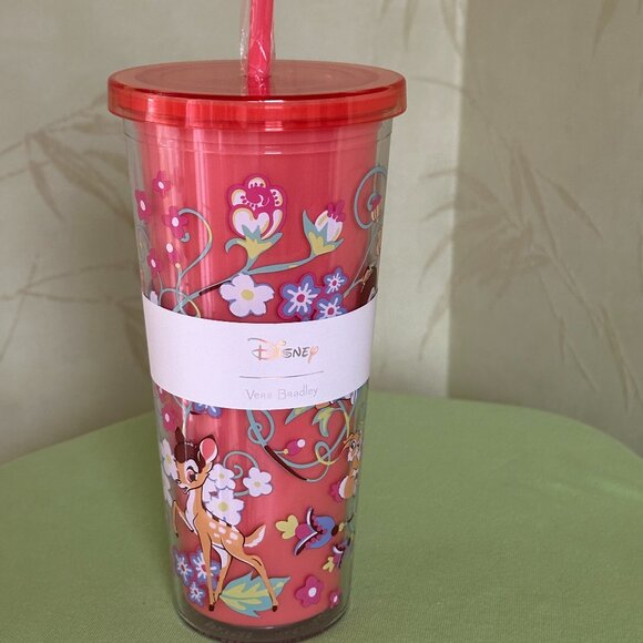 VERA BRADLEY DISNEY TUMBLER W/STRAW:NWT TINKER BELL, BAMBI, CLASSICS, or MICKEY - Picture 7 of 10